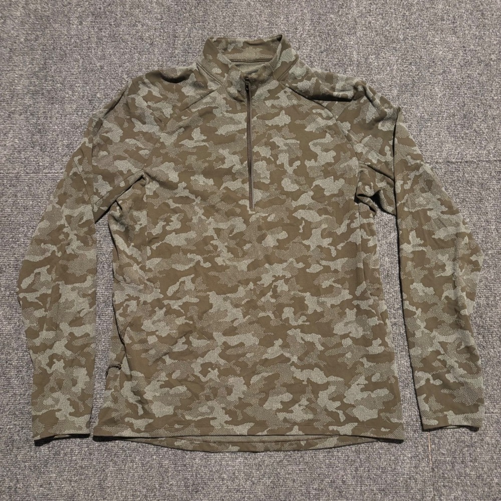 Lululemon Metal Vent Tech 1/2 Zip 2.0 Heritage Camo Dark Olive Green Mens L